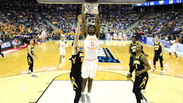 COLUMBUS, OHIO - MARCH 24: Kyle Alexander #11 of the Tennessee Volunteers dunks the ball against the Iowa Hawkeyes during their game in the Second Round of the NCAA Basketball Tournament at Nationwide Arena on March 24, 2019 in Columbus, Ohio. (Photo by Elsa/Getty Images)