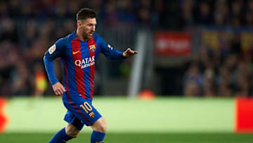 BARCELONA, SPAIN - MARCH 19: Lionel Messi of Barcelona in action during the La Liga match between FC Barcelona and Valencia CF at Camp Nou Stadium on March 19, 2017 in Barcelona, Spain. (Photo by fotopress/Getty Images)