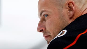 ANAHEIM, CA - DECEMBER 6: Ryan Getzlaf #15 of the Anaheim Ducks skates in warm-ups prior to the game against the Washington Capitals at Honda Center on December 6, 2019 in Anaheim, California. (Photo by Debora Robinson/NHLI via Getty Images)