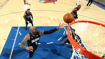 NEW YORK, NY - DECEMBER 3: Marreese Speights #5 of the Orlando Magic shoots the ball during the game against the New York Knicks on December 3, 2017 at Madison Square Garden in New York, New York. NOTE TO USER: User expressly acknowledges and agrees that, by downloading and or using this Photograph, user is consenting to the terms and conditions of the Getty Images License Agreement. Mandatory Copyright Notice: Copyright 2017 NBAE (Photo by Nathaniel S. Butler/NBAE via Getty Images)