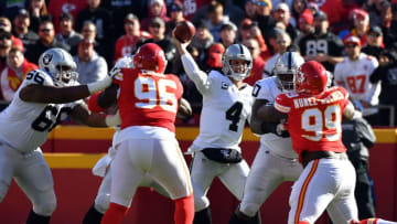 KANSAS CITY, MO - DECEMBER 10: Quarterback Derek Carr