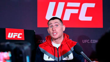 LONDON, ENGLAND - MARCH 14: Darren Till of England interacts with the media during the UFC Fight Night Ultimate Media Day at Glaziers Hall on March 14, 2019 in London, England. (Photo by Jeff Bottari/Zuffa LLC/Zuffa LLC via Getty Images)