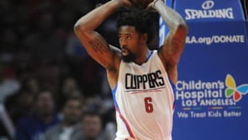 November 2, 2015; Los Angeles, CA, USA; Los Angeles Clippers center DeAndre Jordan (6) controls the ball after getting a rebound against the Phoenix Suns during the second half at Staples Center. Mandatory Credit: Gary A. Vasquez-USA TODAY Sports