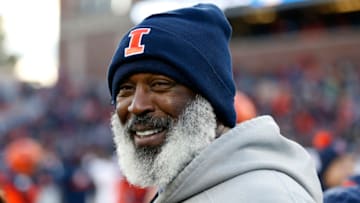 CHAMPAIGN, ILLINOIS - NOVEMBER 02: Head coach Lovie Smith of the Illinois Fighting Illini on the field after a win over the Rutgers Scarlet Knights at Memorial Stadium on November 02, 2019 in Champaign, Illinois. (Photo by Justin Casterline/Getty Images)