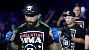 UNCASVILLE, CT - APRIL 21: Patricio Freire (blue gloves) takes on the Featherweight Champion Daniel Straus (red gloves) for the Featherweight title on April 21, 2017 at Bellator 178 at the Mohegan Sun Arena in Uncasville, Connecticut. Patricio Freire defeats Daniel Straus via guillotine choke of round 2. (Photo by Williams Paul/Icon Sportswire via Getty Images)