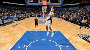 ORLANDO, FL - NOVEMBER 29: Aaron Gordon #00 of the Orlando Magic dunks the ball against the Oklahoma City Thunder on November 29, 2017 at Amway Center in Orlando, Florida. NOTE TO USER: User expressly acknowledges and agrees that, by downloading and/or using this photograph, user is consenting to the terms and conditions of the Getty Images License Agreement. Mandatory Copyright Notice: Copyright 2017 NBAE (Photo by Fernando Medina/NBAE via Getty Images)