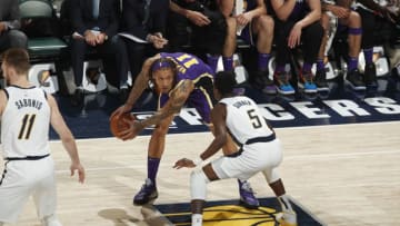 INDIANAPOLIS, IN - FEBRUARY 5: Michael Beasley #11 of the Los Angeles Lakers handles the ball against the Indiana Pacers on February 5, 2019 at Bankers Life Fieldhouse in Indianapolis, Indiana. NOTE TO USER: User expressly acknowledges and agrees that, by downloading and/or using this photograph, user is consenting to the terms and conditions of the Getty Images License Agreement. Mandatory Copyright Notice: Copyright 2019 NBAE (Photo by Jeff Haynes/NBAE via Getty Images)