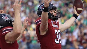 South Carolina football long snapper Hunter Rogers was named to the Patrick Mannelly Award watch list. [Corey Perrine/Florida Times-Union]
