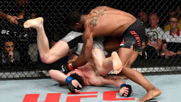 SACRAMENTO, CALIFORNIA - JULY 13: (R-L) Karl Roberson punches Wellington Turman in their middleweight bout during the UFC Fight Night event at Golden 1 Center on July 13, 2019 in Sacramento, California. (Photo by Jeff Bottari/Zuffa LLC/Zuffa LLC via Getty Images)