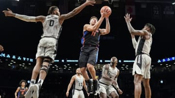 BROOKLYN, NY - DECEMBER 17: Keyontae Johnson #11 of the Florida Gators shoots against the Providence Friars during the Basketball Hall of Fame Invitational at the Barclays Center on December 17, 2019 in the Brooklyn borough of New York City. (Photo by Porter Binks/Getty Images)