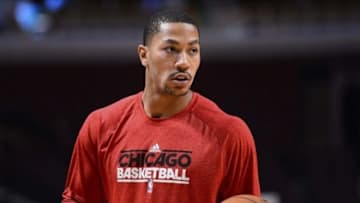 Mar 21, 2013; Chicago, IL, USA; Chicago Bulls point guard Derrick Rose (1) before the game against the Portland Trail Blazers at the United Center. Mandatory Credit: Mike DiNovo-USA TODAY Sports