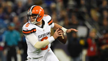 Nov 10, 2016; Baltimore, MD, USA; Cleveland Browns quarterback Cody Kessler (6) rolls out to pass during the first quarter against the Baltimore Ravensat M&T Bank Stadium. Mandatory Credit: Tommy Gilligan-USA TODAY Sports