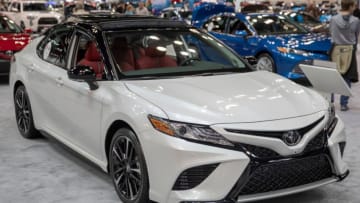 A 2019 Toyota Camry XSE V6 Sedan listed for $43,600 at the 2019 Indianapolis Auto Show, Indianapolis, Wednesday, Dec. 26, 2018. The show, featuring readily available automobiles, runs through January 1.Guess The Price Of Auto Show Cars