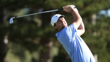 KAPALUA, HAWAII - JANUARY 10: Scottie Scheffler of the United States plays his shot from the second tee during the final round of the Sentry Tournament Of Champions at the Kapalua Plantation Course on January 10, 2021 in Kapalua, Hawaii. (Photo by Gregory Shamus/Getty Images)