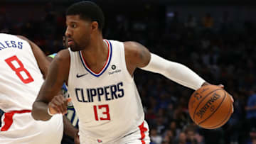 DALLAS, TEXAS - NOVEMBER 26: Paul George #13 of the Los Angeles Clippers at American Airlines Center on November 26, 2019 in Dallas, Texas. NOTE TO USER: User expressly acknowledges and agrees that, by downloading and or using this photograph, User is consenting to the terms and conditions of the Getty Images License Agreement. (Photo by Ronald Martinez/Getty Images)