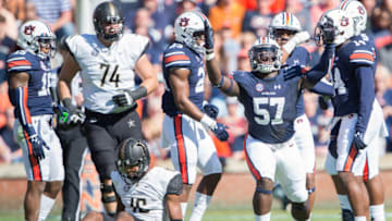Deshaun Davis (57) is the Auburn leader on its defense. (Photo by Michael Chang/Getty Images)