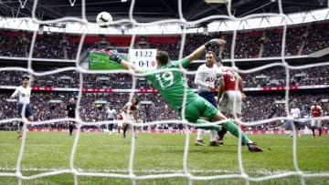 LONDON, ENGLAND - MARCH 02: Bernd Leno of Arsenal makes a save during the Premier League match between Tottenham Hotspur and Arsenal FC at Wembley Stadium on March 02, 2019 in London, United Kingdom. (Photo by Julian Finney/Getty Images)