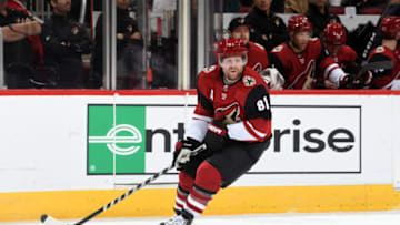 GLENDALE, ARIZONA - FEBRUARY 04: Phil Kessel #81 of the Arizona Coyotes skates up ice against the Edmonton Oilers at Gila River Arena on February 04, 2020 in Glendale, Arizona. (Photo by Norm Hall/NHLI via Getty Images)