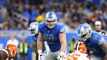 DETROIT, MI - NOVEMBER 12: Graham Glasgow #60 of the Detroit Lions during the game against the Cleveland Browns at Ford Field on November 12, 2017 in Detroit, Michigan. (Photo by Rey Del Rio/Getty Images)