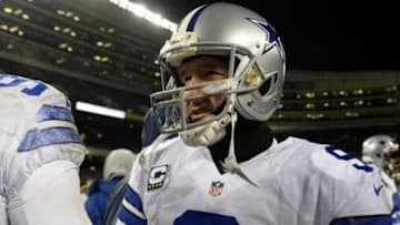 Dec 9, 2013; Chicago, IL, USA; Dallas Cowboys quarterback Tony Romo (9) walks off the field after the game at Soldier Field. Chicago defeats Dallas 45-28. Mandatory Credit: Mike DiNovo-USA TODAY Sports