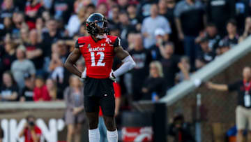 Cincinnati Bearcats cornerback Justin Harris against the Indiana Hoosiers at Nippert Stadium. USA Today.