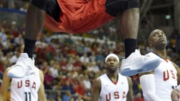 Jul 24, 2015; Toronto, Ontario, CAN; Canada forward Anthony Bennett (10) dunks the ball against the United States in the men