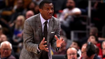 Head coach Dwane Casey of the Detroit Pistons reacts while playing the Toronto Raptors at Little Caesars Arena. (Photo by Gregory Shamus/Getty Images)