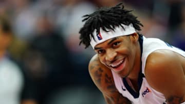 SACRAMENTO, CALIFORNIA - FEBRUARY 20: Ja Morant #12 of the Memphis Grizzlies lines up for a Sacramento Kings free throw during the second half at Golden 1 Center on February 20, 2020 in Sacramento, California. NOTE TO USER: User expressly acknowledges and agrees that, by downloading and/or using this photograph, user is consenting to the terms and conditions of the Getty Images License Agreement. (Photo by Daniel Shirey/Getty Images)