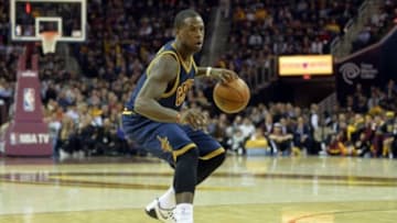 Oct 30, 2014; Cleveland, OH, USA; Cleveland Cavaliers guard Dion Waiters (3) dribbles against the New York Knicks at Quicken Loans Arena. New York won 95-90. Mandatory Credit: David Richard-USA TODAY Sports