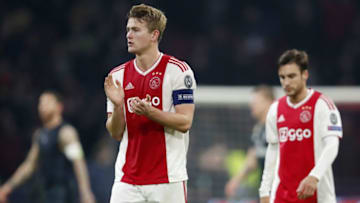 (L-R) Matthijs de Ligt of Ajax, Nico Tagliafico of Ajax during the UEFA Champions League round of 16 match Ajax Amsterdam and Real Madrid at the Johan Cruijff Arena on February 13, 2019 in Amsterdam, The Netherlands(Photo by VI Images via Getty Images)