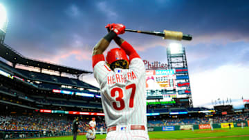 PHILADELPHIA, PA - MAY 7: Odubel Herrera #37 of the Philadelphia Phillies waits on deck against the San Francisco Giants during the second inning at Citizens Bank Park on May 7, 2018 in Philadelphia, Pennsylvania. (Photo by Miles Kennedy/Philadelphia Phillies/Getty Images) *** Local Caption *** Odubel Herrera