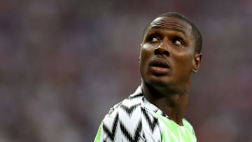 VOLGOGRAD, RUSSIA - JUNE 22: Odion Ighalo of Nigeria looks on during the 2018 FIFA World Cup Russia group D match between Nigeria and Iceland at Volgograd Arena on June 22, 2018 in Volgograd, Russia. (Photo by Catherine Ivill/Getty Images)