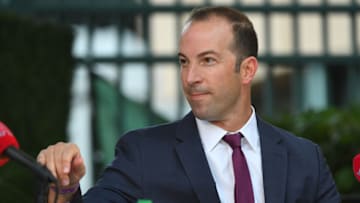 ANAHEIM, CA - DECEMBER 14: Los Angeles Angels general manager Billy Eppler answers questions during a press conference to introduce Anthony Rendon #6 at Angel Stadium of Anaheim on December 14, 2019 in Anaheim, California. (Photo by Jayne Kamin-Oncea/Getty Images)