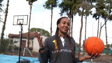 NICOSIA, CYPRUS - NOVEMBER 30: Laureus Ambassador Tamika Catchings during the visit to PeacePlayers of the IWC drawing competition in Nicosia's UN Buffer Zone on November 30, 2016 in Nicosia, Cyprus. (Photo by Yiorgos Doukanaris/Getty Images for Laureus)