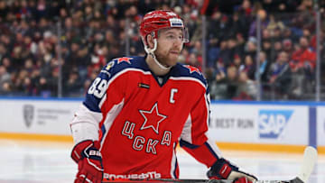 Potential Toronto Maple Leafs target? Nikita Nesterov of the CSKA. (Photo by Anna Sergeeva/ Getty Images)