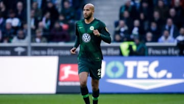 MONCHENGLADBACH, GERMANY - FEBRUARY 23: John Brooks of VFL Wolfsburg during the German Bundesliga match between Borussia Monchengladbach v VFL Wolfsburg at the Borussia Park on February 23, 2019 in Monchengladbach Germany (Photo by Erwin Spek/Soccrates/Getty Images)