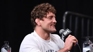 ATLANTA, GA - APRIL 12: Ben Askren speaks with the media during the UFC Seasonal Press Conference inside State Farm Arena on April 12, 2019 in Atlanta, Georgia. (Photo by Josh Hedges/Zuffa LLC/Zuffa LLC via Getty Images)
