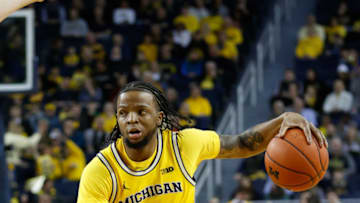 Mar 5, 2020; Ann Arbor, Michigan, USA; Michigan Wolverines guard Zavier Simpson (3) dribbles against the Nebraska Cornhuskers at Crisler Center. Mandatory Credit: Rick Osentoski-USA TODAY Sports