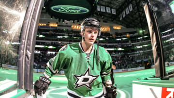 DALLAS, TX - APRIL 04: Dallas Stars defenseman Julius Honka (6) is awarded the first star of the game after scoring the overtime goal to win the game between the Dallas Stars and the Arizona Coyotes on April 04, 2017 at the American Airlines Center in Dallas, Texas. Dallas defeats Arizona 3-2 in overtime. (Photo by Matthew Pearce/Icon Sportswire via Getty Images)