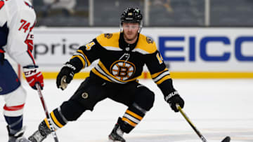 Apr 18, 2021; Boston, Massachusetts, USA; Boston Bruins right wing Chris Wagner (14) during the first period against the Washington Capitals at TD Garden. Mandatory Credit: Winslow Townson-USA TODAY Sports