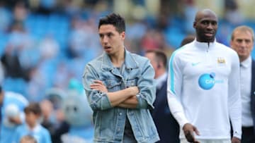 MANCHESTER, ENGLAND - MAY 08: Samir Nasri of Manchester City wearing a denim jacket after the Barclays Premier League match between Manchester City and Arsenal at the Ethiad Stadium on May 1, 2016 in Manchester, United Kingdom. (Photo by Matthew Ashton - AMA/Getty Images)