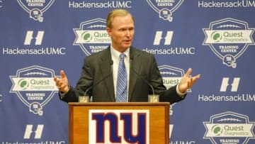 Jan 5, 2016; East Rutherford, NJ, USA; New York Giants president and chief executive officer John Mara addresses the media during a press conference at Quest Diagnostics Training Center. Mandatory Credit: Jim O