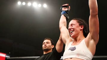 KENT, WA - JUNE 24: 145 pound fighter Julia Budd (right) wins a unanimous decision over Germaine de Randamie at Strikeforce Challengers on June 24, 2011 in Kent, Washington. (Photo by Esther Lin/Forza LLC/Forza LLC via Getty Images)