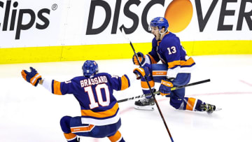 Mathew Barzal #13 of the New York Islanders. (Photo by Elsa/Getty Images)