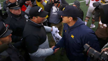 Jim Harbaugh, Michigan Wolverines, Ryan Day, Ohio State Buckeyes. (Photo by Gregory Shamus/Getty Images)