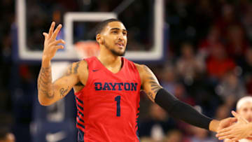 Dayton Flyers forward Obi Toppin celebrates after a made shot. (Photo by Ryan M. Kelly/Getty Images)