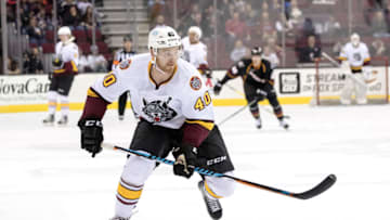 CLEVELAND, OH - MARCH 22: Chicago Wolves C Brad Malone (40) during the first period of the AHL hockey game between the Chicago Wolves and and Cleveland Monsters on March 22, 2017, at Quicken Loans Arena in Cleveland, OH. Cleveland defeated Chicago 2-1 in a shootout. (Photo by Frank Jansky/Icon Sportswire via Getty Images)
