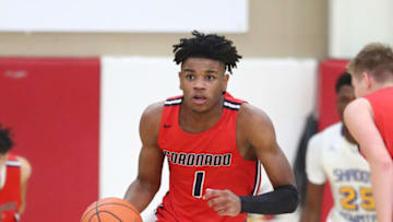 Coronado High School guard Jaden Hardy looks to make a play. (Photo by Mark J. Rebilas-USA TODAY Sports)