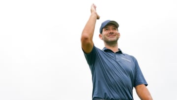 IRVING, TX - APRIL 24: Former NFL player Tony Romo walks the 14th hole fairway during the final round of the ClubCorp Classic at Las Colinas Country Club on April 24, 2022 in Irving, Texas. (Photo by Alex Bierens de Haan/Getty Images)
