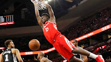 SAN ANTONIO,TX - APRIL 1 : Clint Capela #15 of the Houston Rockets (Photo by Ronald Cortes/Getty Images)
